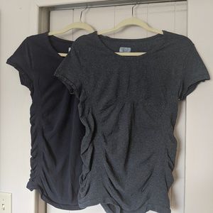 Two Athleta short sleeve tops
